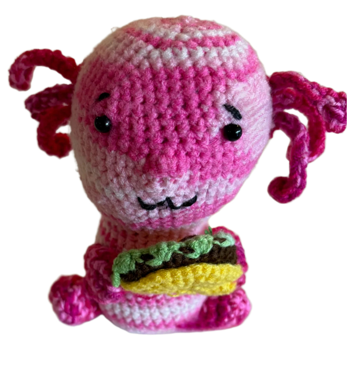 Crochet Axolotl with a Taco