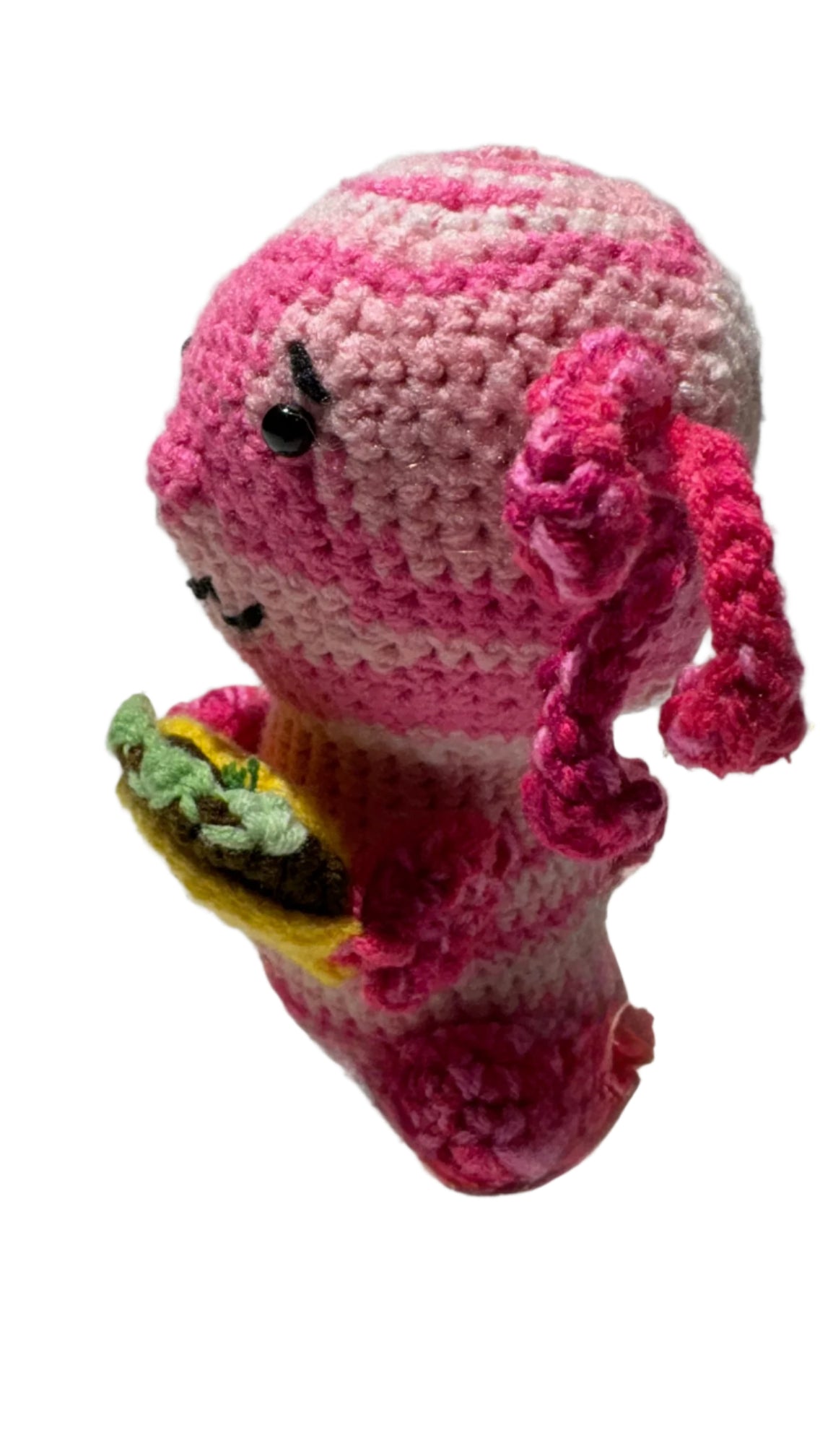 Crochet Axolotl with a Taco